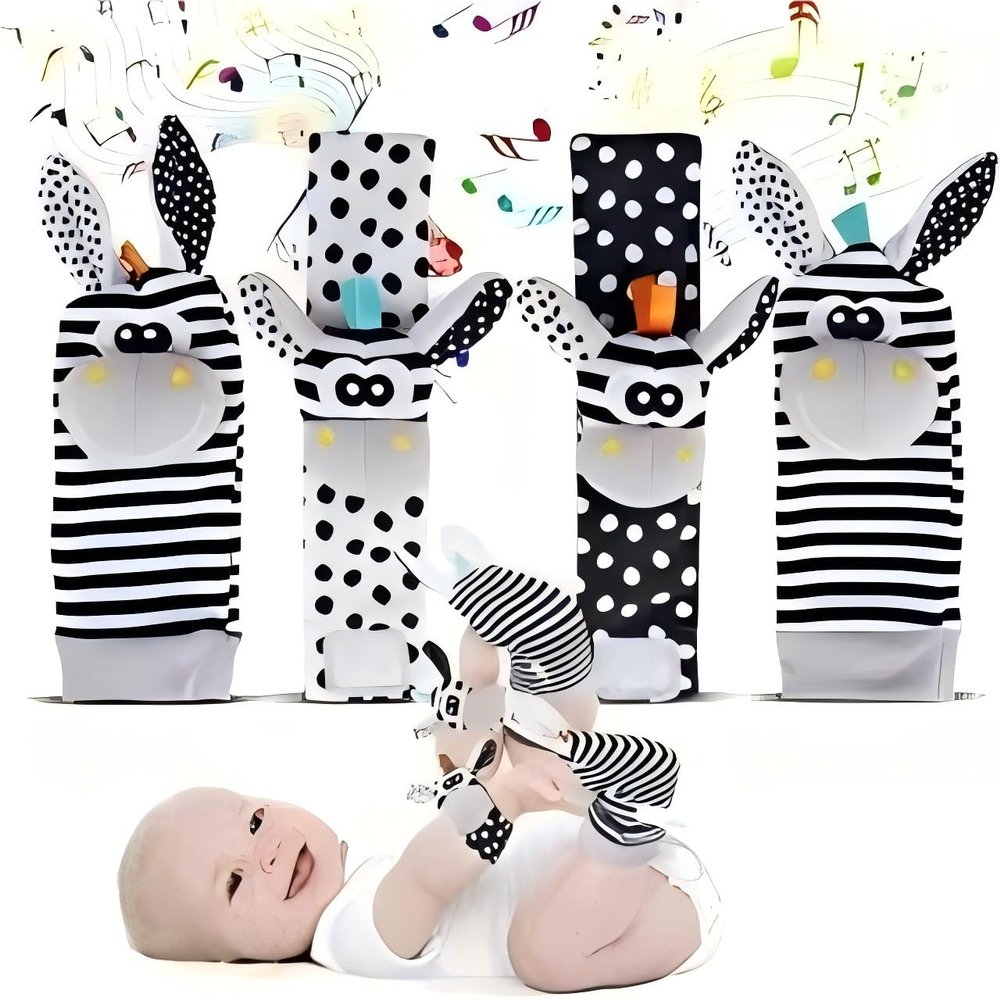 GZYFUVALW Baby Cartoon Animal Wrist Bell Rattle Socks New Toddler Wrist Strap Socks Set(giraffes03)