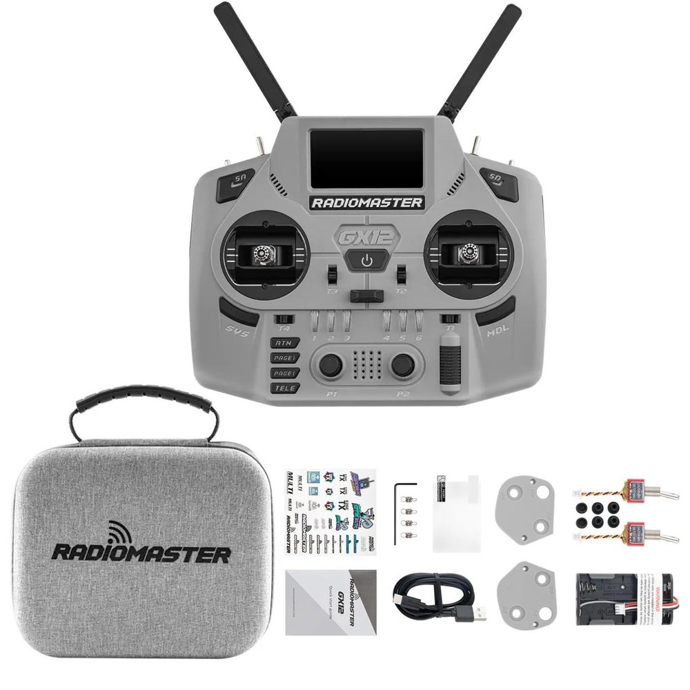 HTLNUZD Radiomaster GX12 Crush ELRS Radio Transmitter 2.4G Dual 1W, Gemini Xrossband Mode2 (White GX12)
