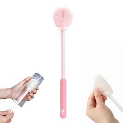 360 Flexible Silicone Bottle Brush with Long Handle,2025 New Multifunction Cleaning Foldable Cleaning Tool,Soft Bristle Silicone Cup Brush for Narrow Neck Bottles,Water Bottles (Pink B/1pcs)