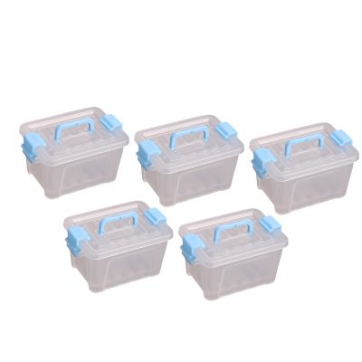 5X Dollhouse Miniature Box with Lid and Handle Organizer Storage Case for Micro Scene Decor Dolls House Display- Blue