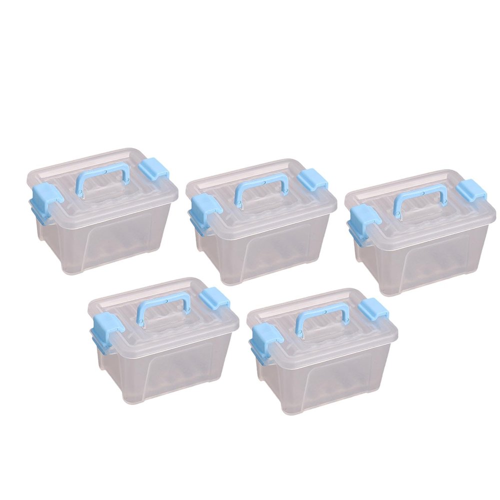 5X Dollhouse Miniature Box with Lid and Handle Organizer Storage Case for Micro Scene Decor Dolls House Display- Blue