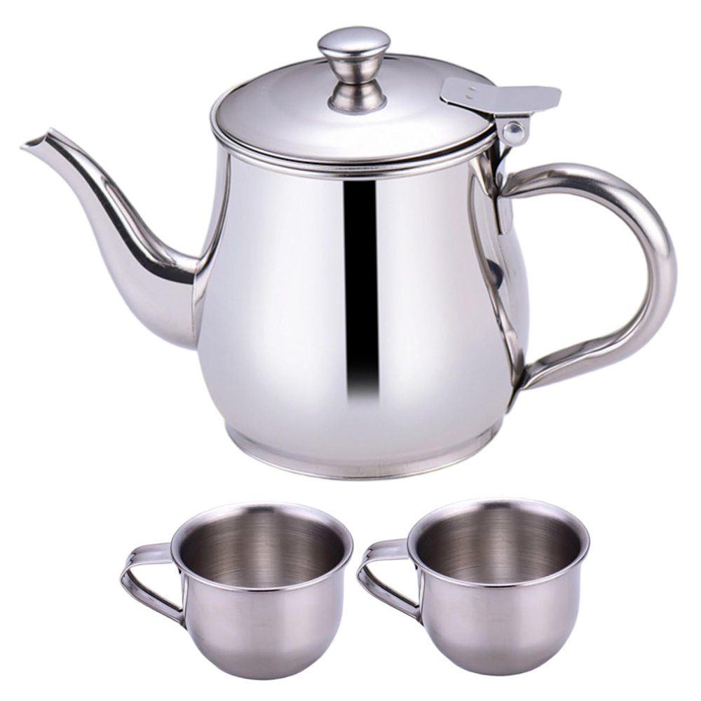 Kids Tea Set Includes Portable 330ml Stainless Steel Long Spout Teapot with Filter Screen 2 70ml Cups for Children Gifts
