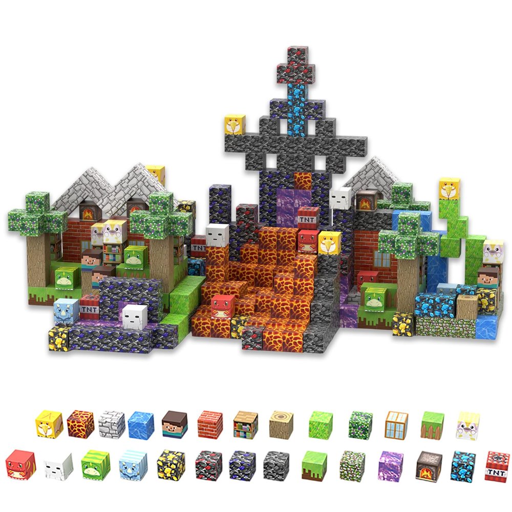 VCBVCB Magnetic Blocks - 150 PCS Cross Town Magnetic Building Blocks STEM Toy for Kids, Educational Construction Game Gift for Boys and Girls Age 3-12