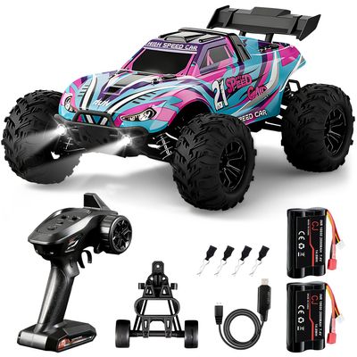 Fast Remote Control Car,Movglow RC Truck 1:16 4WD Carbon Brush for Adult Two Batteries Max30+KPH 2.4GHz Remote Control with No Delay High Speed Off-Road All Terrains RC Car for Professional Enthusiast