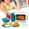 17-Piece Kids Pretend Play Microwave Toy with Cooking Utensils, Interactive Kitchen Accessories for Learning & Birthday Gifts- Blue view 3