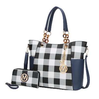 Bonita Checker Tote Bag & Wallet