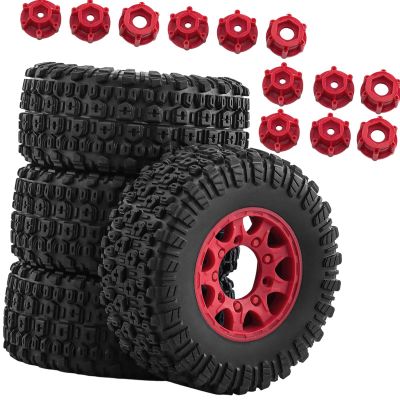 4Pcs 1/10 RC Short Course Truck Tires and Wheels Replacement Set Easy to Install for Senton RC Car Parts- Red