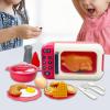 17-Piece Kids Pretend Play Microwave Toy with Cooking Utensils, Interactive Kitchen Accessories for Learning & Birthday Gifts- Red view 2