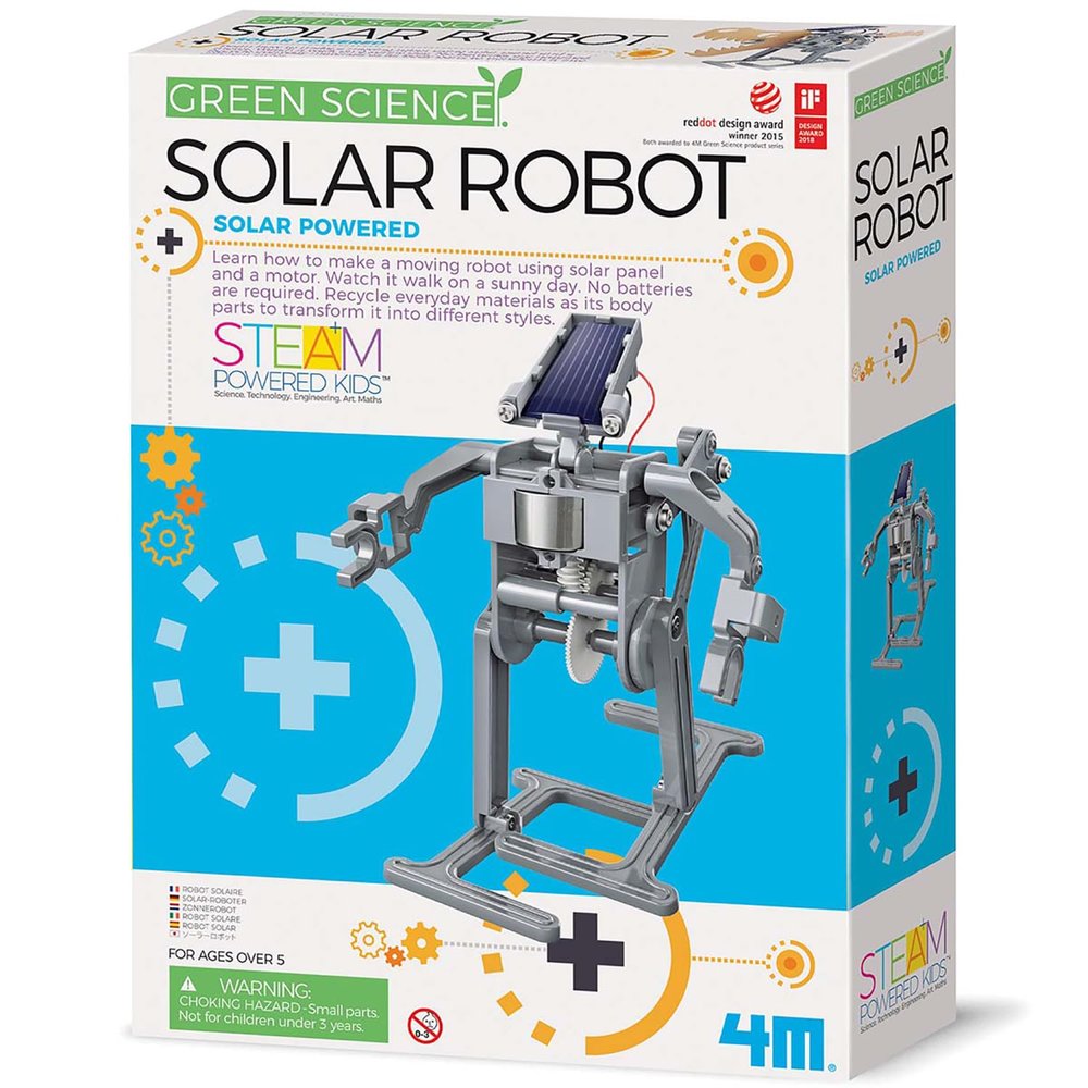 4M: Green Science - Solar Robot - DIY Walking Robot Building Kit, Renewable Energy Powered Motor, Mechanical Motion, Engineering Toy, STEAM, Kids 5+