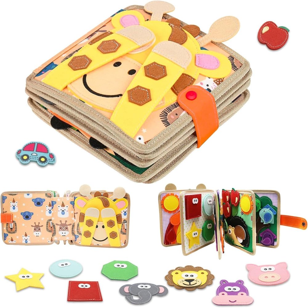 Busy Board for Toddlers 1-3, DIY Felt Activity Book & 3D Fabric Picture Books, Preschool Learning Toy with Life Skills Activities, Busy Book for Toddlers & Activity Books for Early Development