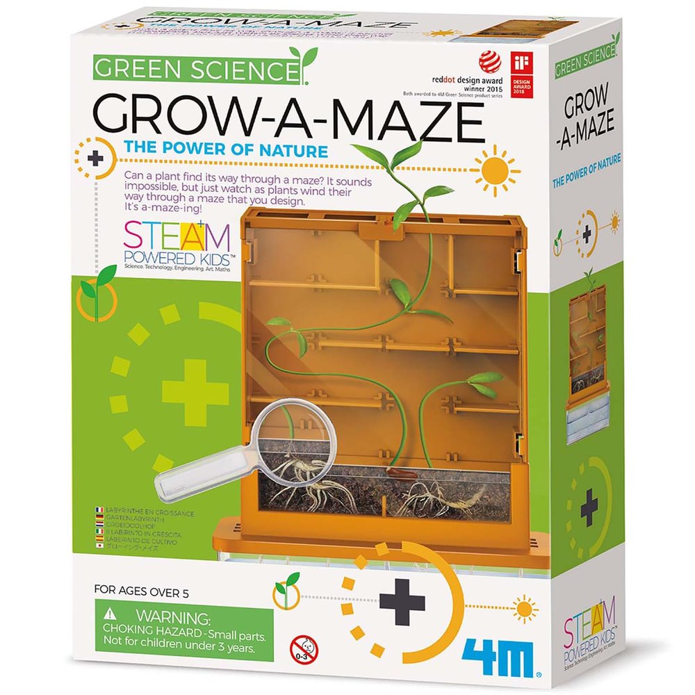 4M: Green Science - Grow-A-Maze - DIY Mini Plant Growth Lab, Customizable Maze, Assemble-Plant-Observe The Power of Nature, STEAM Project, Kids 5+