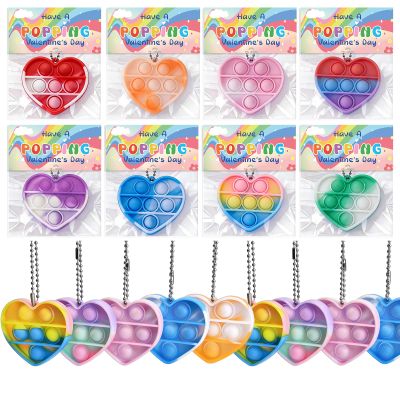 30Pcs Valentine's Day Gift Set, School Classroom Exchange Kit for Kids, Heart Shape Bubble Fidget Toys with Cards, Multi-Color Toys for Kids Valentine's Party Favors and Classroom Gift Exchange