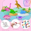 30PCS Valentine's Day Card Gifts for Kids Dinosaur Painting Set with Valentine Card PVC Dinosaur Figure Paint Crafts School Classroom Valentine Gifts Boy Girl Exchange Party Favors Goodie Bags for Kid view 2
