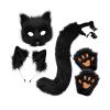 blloocod Therian Mask and Tail Set Cute Cat Mask for Holiday Christmas Masquerade Costume Party- Black view 2
