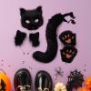 blloocod Therian Mask and Tail Set Cute Cat Mask for Holiday Christmas Masquerade Costume Party- Black view 3