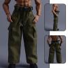 1/12 Scale Action Figure Clothes Dress up Pants, Trendy Casual Doll Clothes Miniature Clothing for 6 inch Male Body- Green view 2
