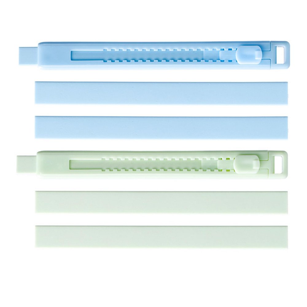 2Pcs Retractable Rubber Pencil Erasers with 4 Refills Refillable Push Pull Erasers for Kid Student Writing Drawing Random Eraser