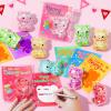 24 Pack Valentine's Day Gifts Cards with Glitter Bears, Valentine Cards for Kids, Squeeze Fidget Toys Bulk for Classroom School Valentine's Gifts Exchange, Valentine Party Favors for Boys Girls view 4