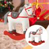 TWTCZOZ Christmas Rocking Wooden Base Rocking Horse Festive Ornament Present Seasonal Decoration Suitable for Children Holiday Room, Red White view 2