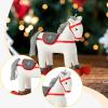 TWTCZOZ Christmas Rocking Wooden Base Rocking Horse Festive Ornament Present Seasonal Decoration Suitable for Children Holiday Room, Red White view 3