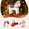 TWTCZOZ Christmas Rocking Wooden Base Rocking Horse Festive Ornament Present Seasonal Decoration Suitable for Children Holiday Room, Red White view 4