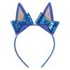 NCMAMA Blue Dog Ears Headbands For Girls, 1Pcs Cat Ear Headband Halloween Birthday Party Supplies Glitter Hair Accessories Toddler Kids Adult (Blue-A) view 1