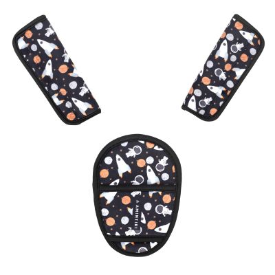 3 Pieces Car Seat Straps Pads for Kids, Ultra Soft Plush Car Seat Strap Covers for Kids, Infant Carseat Shoulder Pad, Hip Support for Car Seats, Pushchair, Baby Stroller. (Astronaut)