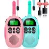 Walkie Talkies for Kids, 2 Pack Rechargeable Kids Walkies Talkies, 3km Long Range, Indoor Outdoor Toys for Outside, Camping, Hiking Family Games, Toys for Boys Girls Ages 3-12 (Blue + Pink) view 1