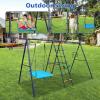 6 in 1 Swing Set with Climbing Ladder, Climbing Net, Trapeze bar, Hammock Swing, Belt Swing, Basketball Hoop for Backyard (Style B(with Trapeze bar)) view 2