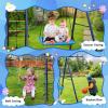 6 in 1 Swing Set with Climbing Ladder, Climbing Net, Trapeze bar, Hammock Swing, Belt Swing, Basketball Hoop for Backyard (Style B(with Trapeze bar)) view 4