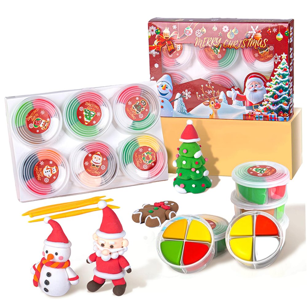 Air Dry Modeling Clay for Kids, 4 Colors Easy to Shape Air Dry Clay Kit with Tools, Soft Flexible Christmas Crafts for Kids Birthday Toys, Modeling for