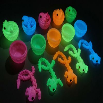 10 Pack Glow in The Dark Dragon Eggs with Tray  3D Printed Articulated Dragons, Flexible Fidget Toy Set with Textured Skin and Marble Eyes  Surprise Party Favor Gift for Kids and Collectors