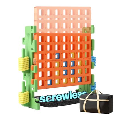 SDADI Screwless Giant 4-in-a-Row Game Set with Block-Style Assembly, Adjustable Height 4-to-Score Connect Game, Portable Family Yard Game for Indoor & Outdoor Play