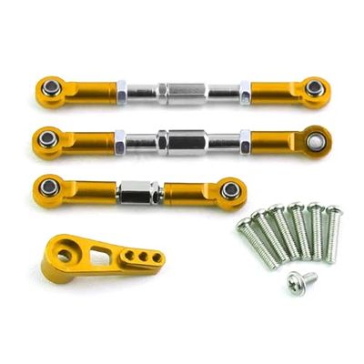 Compatible with Wltoys 104009 12402-A Remote Control Cars Upgrades Modification Parts Metals Steering Link Rod Servo Arm RC Car Accessories(Yellow)