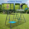 6 in 1 Swing Set with Climbing Ladder, Climbing Net, Trapeze bar, Hammock Swing, Belt Swing, Basketball Hoop for Backyard (Style A(with Glider)) view 2