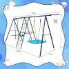 6 in 1 Swing Set with Climbing Ladder, Climbing Net, Trapeze bar, Hammock Swing, Belt Swing, Basketball Hoop for Backyard (Style A(with Glider)) view 3