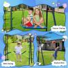 6 in 1 Swing Set with Climbing Ladder, Climbing Net, Trapeze bar, Hammock Swing, Belt Swing, Basketball Hoop for Backyard (Style A(with Glider)) view 4