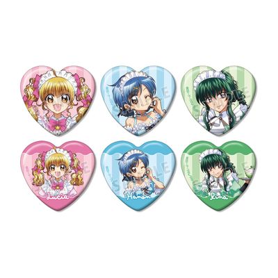 Pitchi Pitchi Anime Maid Version Trading Heart Shaped Tin Badge Box of 6