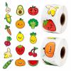 1000Pcs Sticker Rolls Cute Funny Vegetables Fruit Sticker Roll with 16 Different Pattern Designs Waterproof Self-Adhesive Decals Strawberry Banana Lemon Orange Pineapple Reward Stickers for Kids view 1