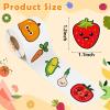 1000Pcs Sticker Rolls Cute Funny Vegetables Fruit Sticker Roll with 16 Different Pattern Designs Waterproof Self-Adhesive Decals Strawberry Banana Lemon Orange Pineapple Reward Stickers for Kids view 2