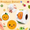 1000Pcs Sticker Rolls Cute Funny Vegetables Fruit Sticker Roll with 16 Different Pattern Designs Waterproof Self-Adhesive Decals Strawberry Banana Lemon Orange Pineapple Reward Stickers for Kids view 3