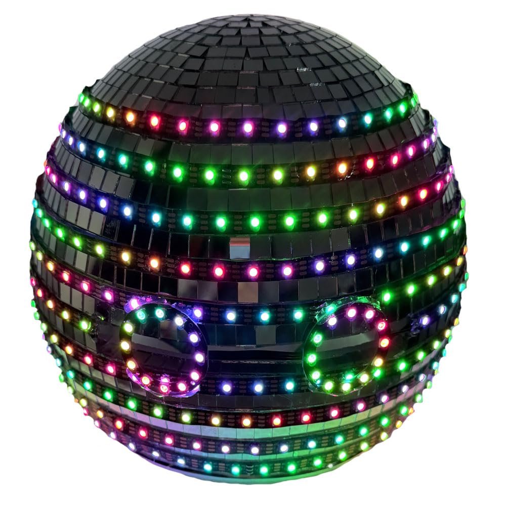 Earthradius LED Disco Ball Head Costume Christmas Disco Ball Helmet Dance Bar Club Party Rave Show Disco Mirror Ball Helmet (40CM)