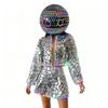 Earthradius LED Disco Ball Head Costume Christmas Disco Ball Helmet Dance Bar Club Party Rave Show Disco Mirror Ball Helmet (40CM) view 4