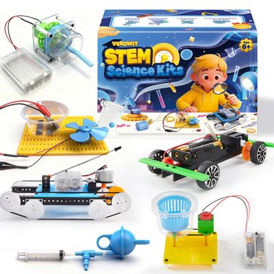6-in-1 STEM Science Kits for Kids Age 8-12, Home Lab Adventure Kit: Tank & Car Building, Centrifuge Model, Saltwater Generator, Magdeburg Hemisphere | Educational Gifts for Teen Boys