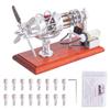 16 Cylinder Stirling Engine Model, Swash Plate Design with Glass Hot Cylinders, Dual Aluminum and Stainless Steel Construction, Educational Display for Physics view 4