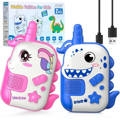 Rechargeable Walkie Talkies Toys for Kids: Dinosaur Toys Walkie Talkies for Kids 2 Pack Easter Birthday Gifts for 3 4 5 6 7 Year Old Girls Unicorn Toy Age 4-5 6-8 Years Old Basket Stuffers