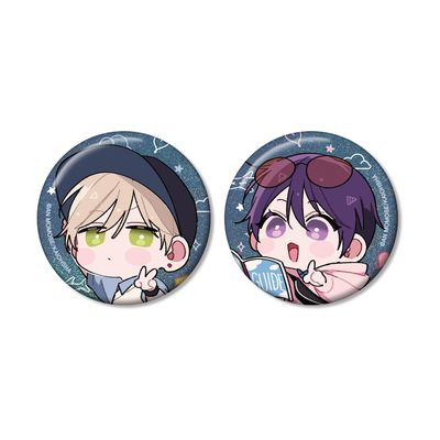 Naka Tetsu Ann Momose Original & Chibi Character Travel Version Set of 2 Hologram Can Badges Ver. B