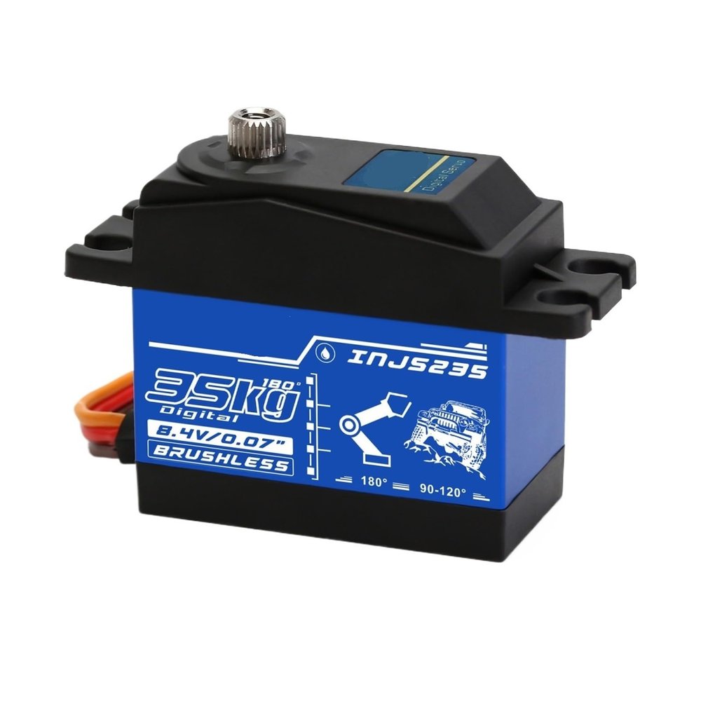 INJS235 35KG Waterproof Brushless Servo High Voltage Metal Gear High Torque Digital Servo Suitable for 1:10 1:8(INJS235)