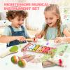 Baby Musical Instruments - Montessori Wooden Musical Toys for Toddlers 1-3, Xylophone Maracas Tambourine Percussion Set, Kids Preschool Music Learning Toys, Educational Birthday Gifts (Rainbow) view 3