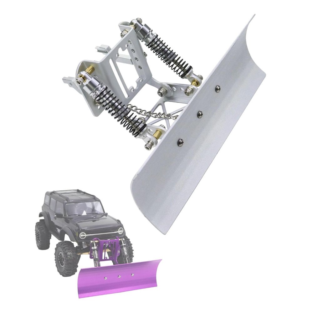 1/18 Aluminum Adjustable Snow Plow Compatible with TRX4M Bronco and Defender, RC Crawler Car Snow Sand Shovel Upgrade Part
